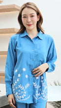 Load image into Gallery viewer, Rayon Top Full Sleeves Emroidered T-03-Light Blue