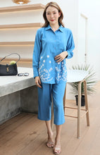 Load image into Gallery viewer, Rayon Coordinated Set with Embroidery 03-Light Blue