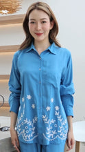 Load image into Gallery viewer, Rayon Top Full Sleeves Emroidered T-03-Light Blue