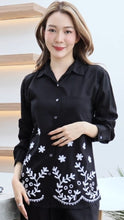 Load image into Gallery viewer, Rayon Top Full Sleeves Emroidered T-03-Black