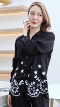 Load image into Gallery viewer, Rayon Top Full Sleeves Emroidered T-03-Black