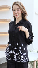 Load image into Gallery viewer, Rayon Top Full Sleeves Emroidered T-03-Black