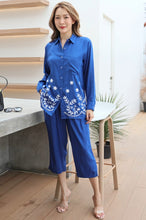 Load image into Gallery viewer, Rayon Coordinated Set with Embroidery 03-Royal Blue