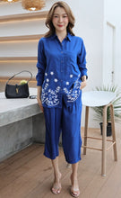 Load image into Gallery viewer, Rayon Coordinated Set with Embroidery 03-Royal Blue