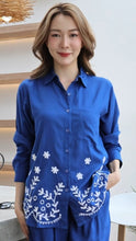 Load image into Gallery viewer, Rayon Top Full Sleeves Emroidered T-03-Blue
