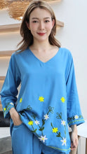 Load image into Gallery viewer, Rayon Top Big-V Emroidered T-04-Light Blue