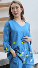 Load image into Gallery viewer, Rayon Top Big-V Emroidered T-04-Light Blue