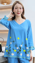 Load image into Gallery viewer, Rayon Top Big-V Emroidered T-04-Light Blue