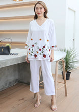 Load image into Gallery viewer, Rayon Coordinated Set with Embroidery 04-White