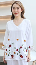 Load image into Gallery viewer, Rayon Top Big-V Embroidered T-04-White