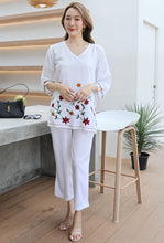 Load image into Gallery viewer, Rayon Coordinated Set with Embroidery 04-White