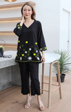 Load image into Gallery viewer, Rayon Coordinated Set with Embroidery 04-Black