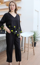 Load image into Gallery viewer, Rayon Coordinated Set with Embroidery 04-Black