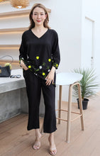 Load image into Gallery viewer, Rayon Coordinated Set with Embroidery 04-Black