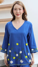 Load image into Gallery viewer, Rayon Top Big-V Embroidered T-04-Blue