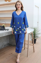 Load image into Gallery viewer, Rayon Coordinated Set with Embroidery 04-Royal Blue