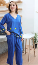 Load image into Gallery viewer, Rayon Coordinated Set with Embroidery 04-Royal Blue