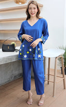 Load image into Gallery viewer, Rayon Coordinated Set with Embroidery 04-Royal Blue