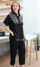 Load image into Gallery viewer, Rayon Coordinated Set with Embroidery 05-Black