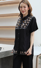 Load image into Gallery viewer, Rayon Coordinated Set with Embroidery 05-Black