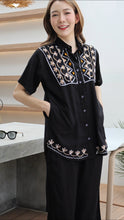 Load image into Gallery viewer, Rayon Coordinated Set with Embroidery 05-Black