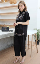 Load image into Gallery viewer, Rayon Coordinated Set with Embroidery 05-Black