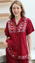 Load image into Gallery viewer, Rayon Top Half Sleeves Embroidered T-05-Maroon