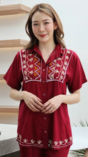 Load image into Gallery viewer, Rayon Top Half Sleeves Embroidered T-05-Maroon