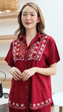 Load image into Gallery viewer, Rayon Top Half Sleeves Embroidered T-05-Maroon
