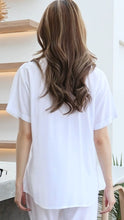 Load image into Gallery viewer, Rayon Top Half Sleeves Embroidered T-05-White