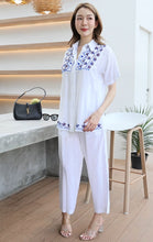 Load image into Gallery viewer, Rayon Coordinated Set with Embroidery 05-White
