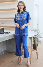 Load image into Gallery viewer, Rayon Coordinated Set with Embroidery 05-Royal Blue