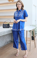 Load image into Gallery viewer, Rayon Coordinated Set with Embroidery 05-Royal Blue