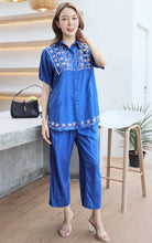 Load image into Gallery viewer, Rayon Coordinated Set with Embroidery 05-Royal Blue