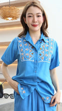 Load image into Gallery viewer, Rayon Top Half Sleeves Embroidered T-05-Light Blue