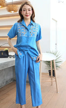 Load image into Gallery viewer, Rayon Coordinated Set with Embroidery: 05-Light Blue