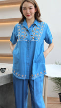 Load image into Gallery viewer, Rayon Coordinated Set with Embroidery: 05-Light Blue