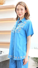 Load image into Gallery viewer, Rayon Top Half Sleeves Embroidered T-05-Light Blue