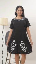 Load image into Gallery viewer, Cotton Round Neck Embroidery 1851-2 Black