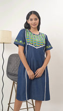 Load image into Gallery viewer, Denim Dress With Embroideried Half Sleeve - New 12