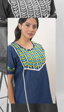 Load image into Gallery viewer, Denim Dress With Embroideried Half Sleeve - New 12