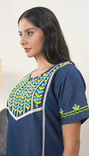 Load image into Gallery viewer, Denim Dress With Embroideried Half Sleeve - New 12