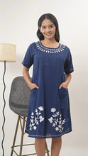 Load image into Gallery viewer, Cotton Round Neck Embroidery 1851-2 Blue