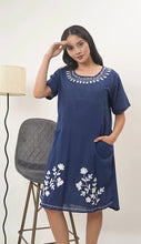 Load image into Gallery viewer, Cotton Round Neck Embroidery 1851-2 Blue
