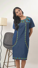 Load image into Gallery viewer, Denim Dress With Embroideried Half Sleeve - 1831 New 25