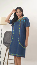Load image into Gallery viewer, Denim Dress With Embroideried Half Sleeve - 1831 New 25
