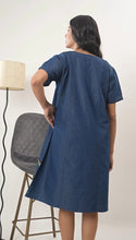 Load image into Gallery viewer, Denim Dress With Embroideried Half Sleeve - 1831 New 25