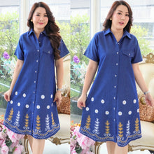 Load image into Gallery viewer, Denim Dress Embroideried (soft denim fabric) 1819 New