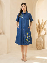 Load image into Gallery viewer, Half sleeve Denim Dress Kurti with side pockets 1369-2