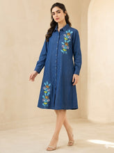 Load image into Gallery viewer, Denim dress full sleeve embroidery 1836 New